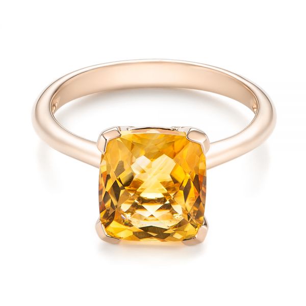 18k Rose Gold 18k Rose Gold Citrine Solitaire Fashion Ring - Flat View -  104590