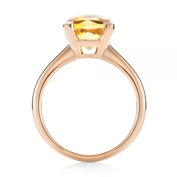 18k Rose Gold 18k Rose Gold Citrine Solitaire Fashion Ring - Front View -  104590