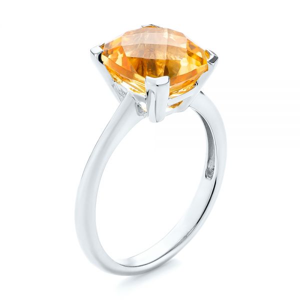 18k White Gold 18k White Gold Citrine Solitaire Fashion Ring - Three-Quarter View - 104590