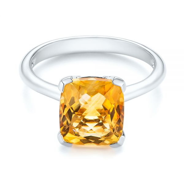 18k White Gold 18k White Gold Citrine Solitaire Fashion Ring - Flat View -  104590