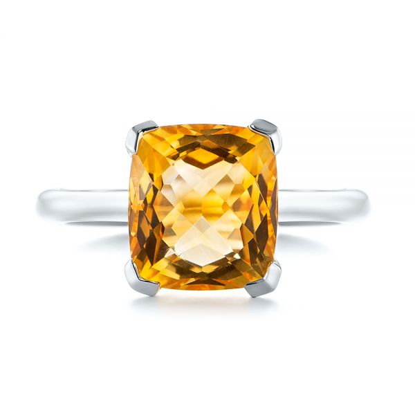 14k White Gold 14k White Gold Citrine Solitaire Fashion Ring - Top View -  104590