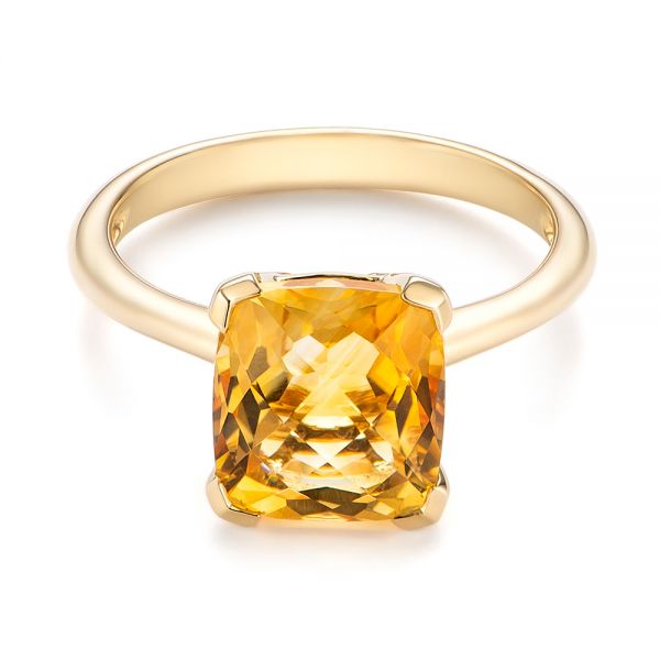 14k Yellow Gold Citrine Solitaire Fashion Ring - Flat View -  104590