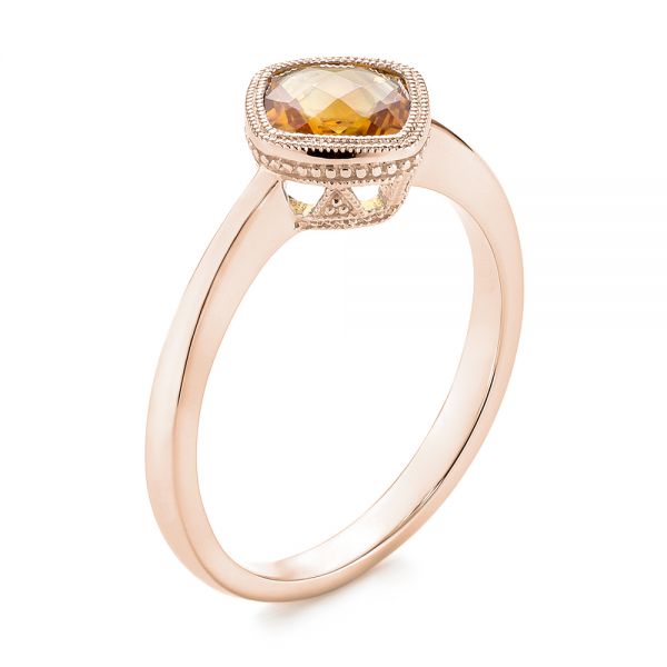 18k Rose Gold 18k Rose Gold Citrine Vintage-inspired Solitaire Ring - Three-Quarter View -  104594