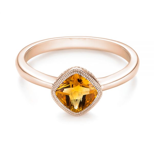 14k Rose Gold 14k Rose Gold Citrine Vintage-inspired Solitaire Ring - Flat View - 104594
