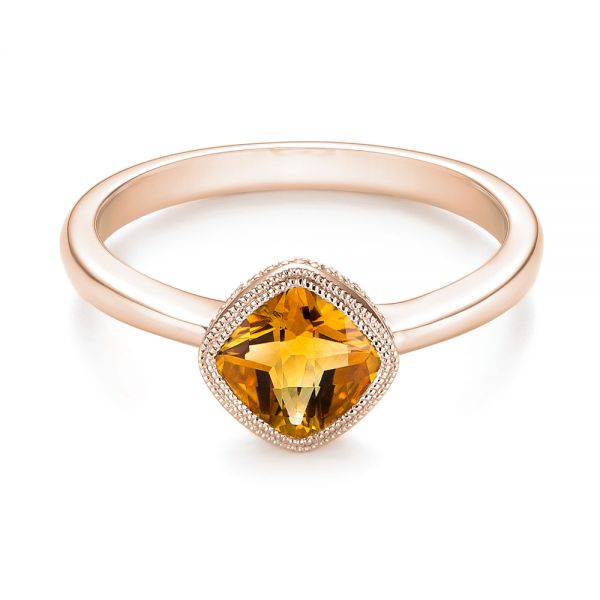 14k Rose Gold 14k Rose Gold Citrine Vintage-inspired Solitaire Ring - Flat View -  104594