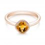 14k Rose Gold 14k Rose Gold Citrine Vintage-inspired Solitaire Ring - Flat View -  104594 - Thumbnail