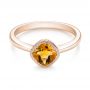 14k Rose Gold 14k Rose Gold Citrine Vintage-inspired Solitaire Ring - Flat View -  104594 - Thumbnail