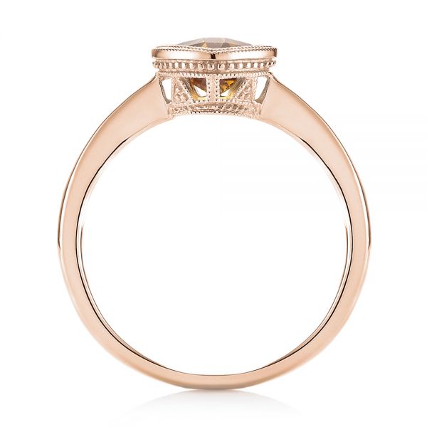 18k Rose Gold 18k Rose Gold Citrine Vintage-inspired Solitaire Ring - Front View -  104594