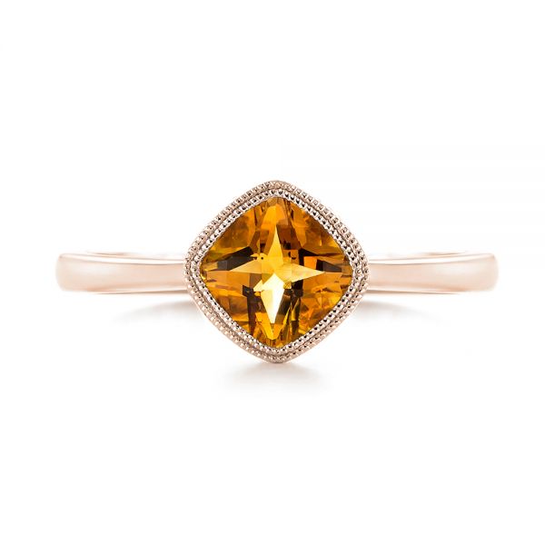 14k Rose Gold 14k Rose Gold Citrine Vintage-inspired Solitaire Ring - Top View -  104594
