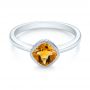 14k White Gold Citrine Vintage-inspired Solitaire Ring - Flat View -  104594 - Thumbnail