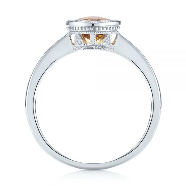 18k White Gold 18k White Gold Citrine Vintage-inspired Solitaire Ring - Front View -  104594