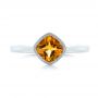 14k White Gold Citrine Vintage-inspired Solitaire Ring - Top View -  104594 - Thumbnail