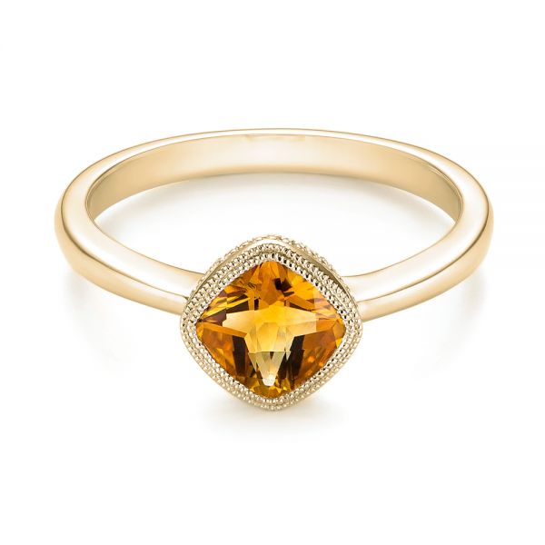 18k Yellow Gold 18k Yellow Gold Citrine Vintage-inspired Solitaire Ring - Flat View -  104594