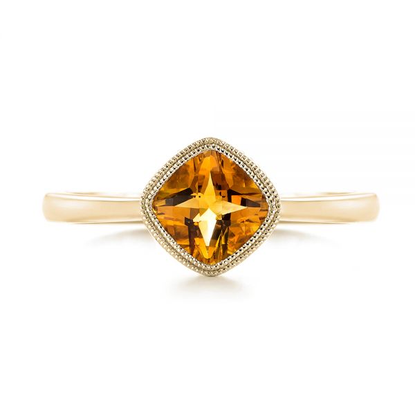 18k Yellow Gold 18k Yellow Gold Citrine Vintage-inspired Solitaire Ring - Top View -  104594