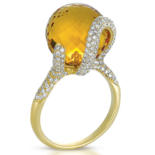 Citrine And Pave Diamond Ring - Vanna K #1085 - Seattle Bellevue ...