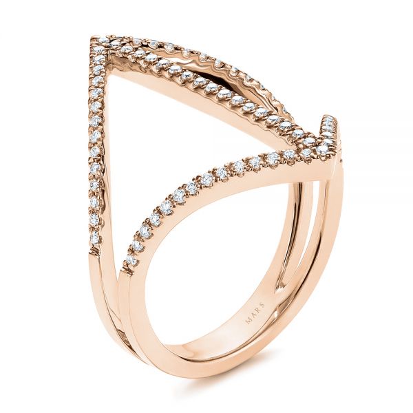 14k Rose Gold 14k Rose Gold Contemporary Openwork Diamond Fashion Ring - Three-Quarter View -  105495