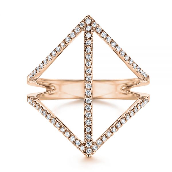 18k Rose Gold 18k Rose Gold Contemporary Openwork Diamond Fashion Ring - Top View - 105495