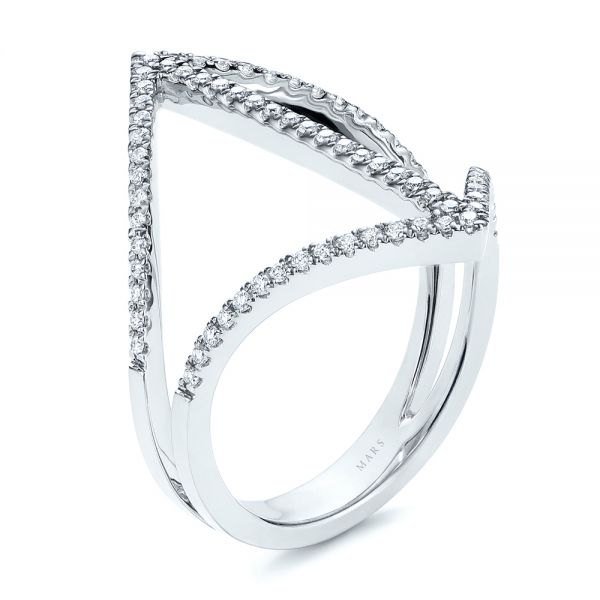 18k White Gold 18k White Gold Contemporary Openwork Diamond Fashion Ring - Three-Quarter View -  105495