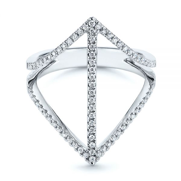 14k White Gold Contemporary Openwork Diamond Fashion Ring - Flat View - 105495
