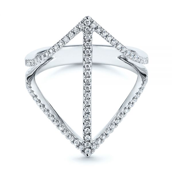 14k White Gold Contemporary Openwork Diamond Fashion Ring - Flat View -  105495