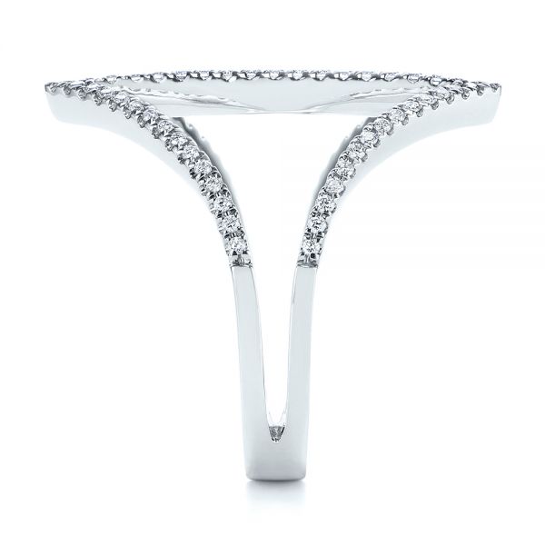 14k White Gold Contemporary Openwork Diamond Fashion Ring - Side View - 105495