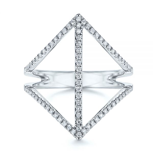 14k White Gold Contemporary Openwork Diamond Fashion Ring - Top View - 105495