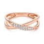14k Rose Gold Criss Cross Pave Diamond Fashion Ring - Flat View -  105496 - Thumbnail