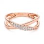 18k Rose Gold 18k Rose Gold Criss Cross Pave Diamond Fashion Ring - Flat View -  105496 - Thumbnail