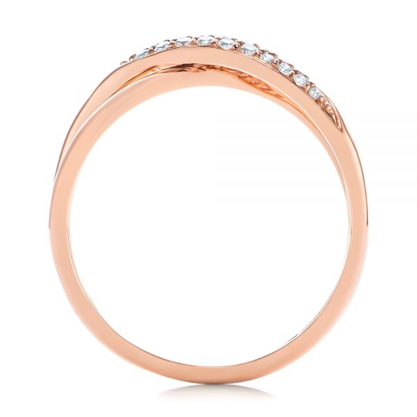 14k Rose Gold Criss Cross Pave Diamond Fashion Ring - Front View -  105496