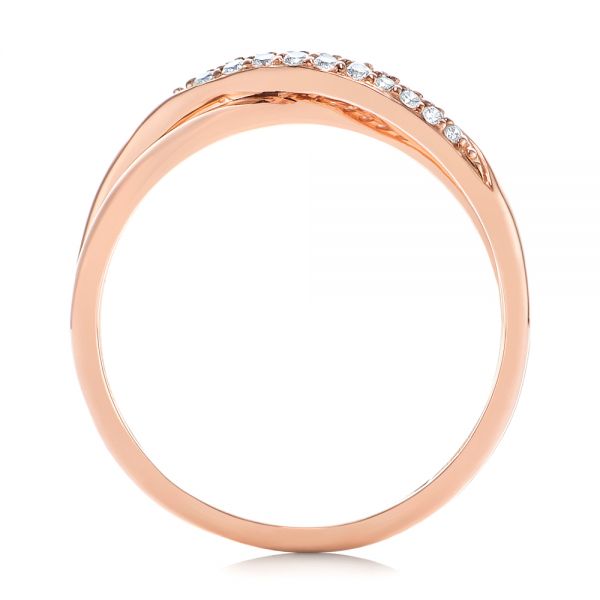 18k Rose Gold 18k Rose Gold Criss Cross Pave Diamond Fashion Ring - Front View -  105496