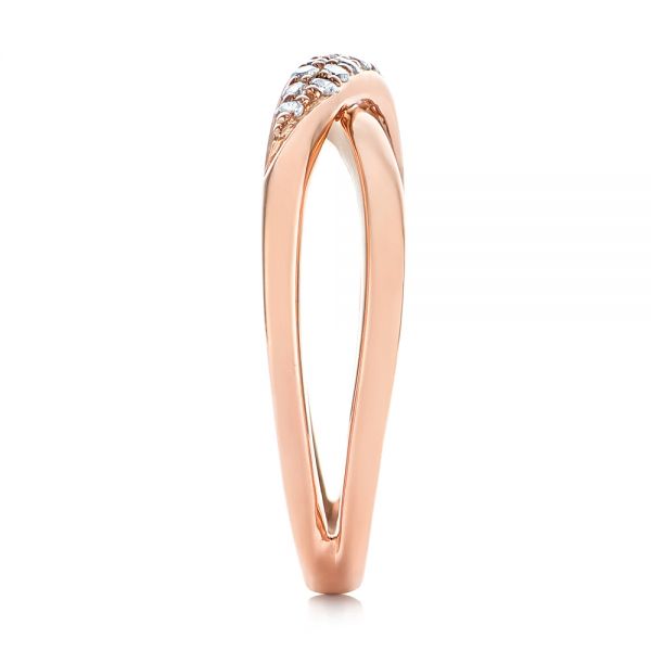 14k Rose Gold Criss Cross Pave Diamond Fashion Ring - Side View -  105496