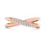 14k Rose Gold Criss Cross Pave Diamond Fashion Ring - Top View -  105496 - Thumbnail