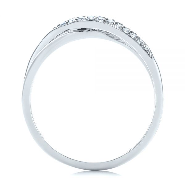 14k White Gold 14k White Gold Criss Cross Pave Diamond Fashion Ring - Front View -  105496
