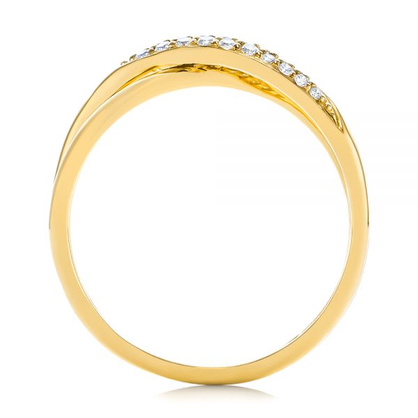 14k Yellow Gold 14k Yellow Gold Criss Cross Pave Diamond Fashion Ring - Front View -  105496