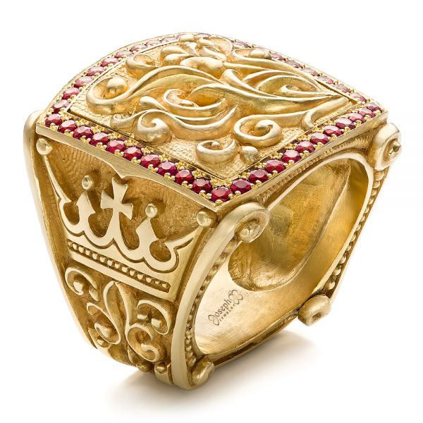Cross and Crown Hand Carved Men's Ring - Image
