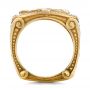 18k Yellow Gold Cross And Crown Hand Carved Men's Ring - Front View -  101510 - Thumbnail