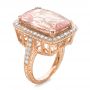 18k Rose Gold 18k Rose Gold Cushion Morganite And Diamond Halo Fashion Ring - Three-Quarter View -  101777 - Thumbnail