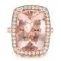 14k Rose Gold 14k Rose Gold Cushion Morganite And Diamond Halo Fashion Ring - Top View -  101777 - Thumbnail