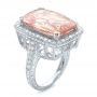14k White Gold 14k White Gold Cushion Morganite And Diamond Halo Fashion Ring - Three-Quarter View -  101777 - Thumbnail