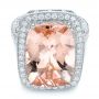 14k White Gold 14k White Gold Cushion Morganite And Diamond Halo Fashion Ring - Flat View -  101777 - Thumbnail