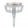 18k White Gold 18k White Gold Cushion Morganite And Diamond Halo Fashion Ring - Side View -  101777 - Thumbnail