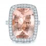 18k White Gold 18k White Gold Cushion Morganite And Diamond Halo Fashion Ring - Top View -  101777 - Thumbnail