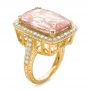 18k Yellow Gold 18k Yellow Gold Cushion Morganite And Diamond Halo Fashion Ring - Three-Quarter View -  101777 - Thumbnail