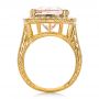 14k Yellow Gold 14k Yellow Gold Cushion Morganite And Diamond Halo Fashion Ring - Front View -  101777 - Thumbnail