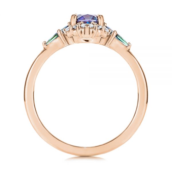 14k Rose Gold 14k Rose Gold Custom Alexandrite And Diamond Ring - Front View - 106618