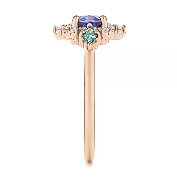 14k Rose Gold 14k Rose Gold Custom Alexandrite And Diamond Ring - Side View - 106618