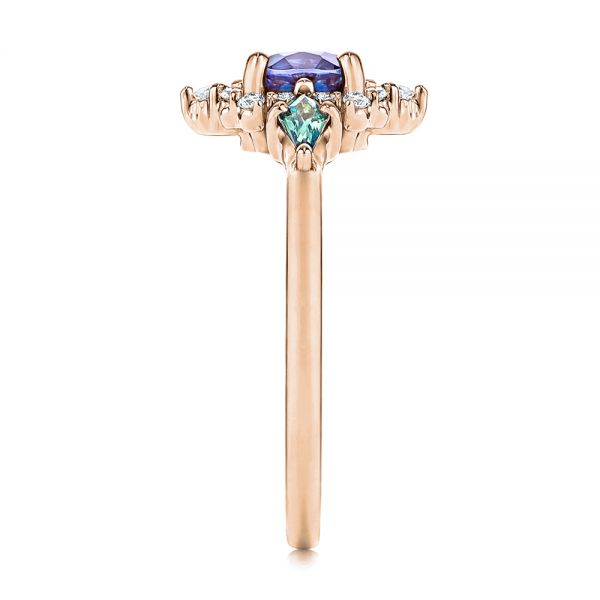 14k Rose Gold 14k Rose Gold Custom Alexandrite And Diamond Ring - Side View -  106618