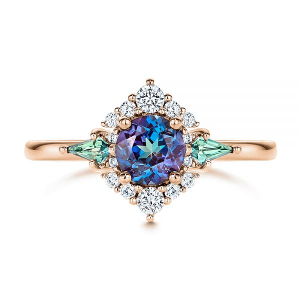 14k Rose Gold 14k Rose Gold Custom Alexandrite And Diamond Ring - Top View - 106618