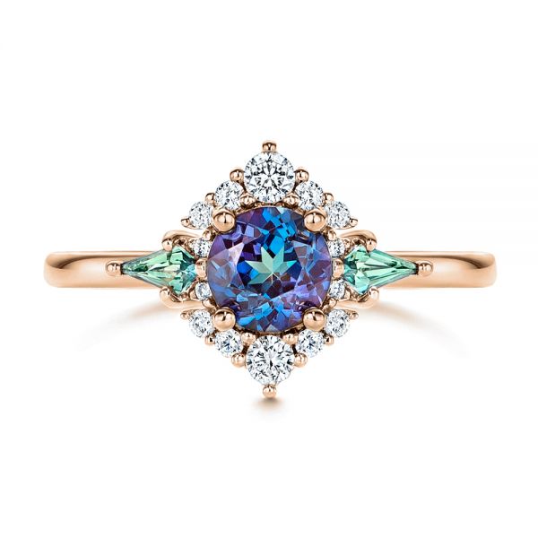 14k Rose Gold 14k Rose Gold Custom Alexandrite And Diamond Ring - Top View -  106618