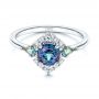 14k White Gold Custom Alexandrite And Diamond Ring - Flat View -  106618 - Thumbnail